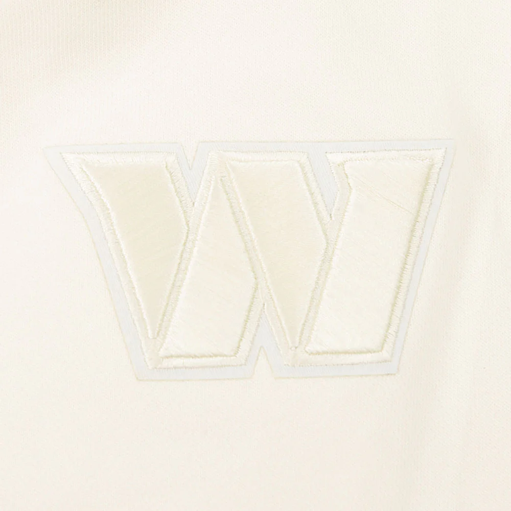 NFL WASHINGTON COMMANDERS JAYDEN DANIELS #5 NEUTRAL PNN WOMEN'S FLC CREWNECK (EGGSHELL) - Image 5