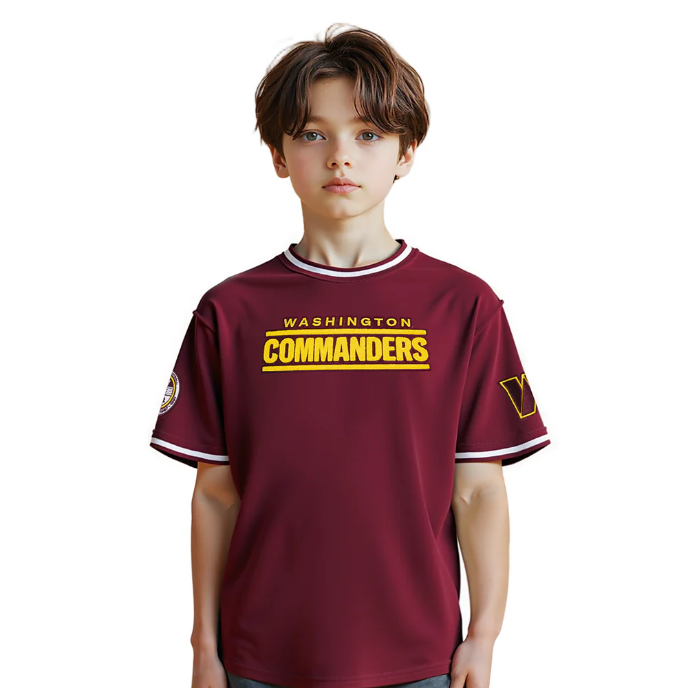 NFL WASHINGTON COMMANDERS CLASSIC LITTLE BOYS SHORT SLEEVE STRIPED RIB TEE (WINE)