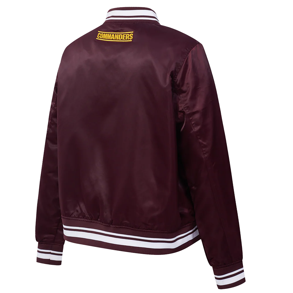 NFL WASHINGTON COMMANDERS SCRIPT TAIL WOMEN'S SATIN JACKET (WINE) - Image 4