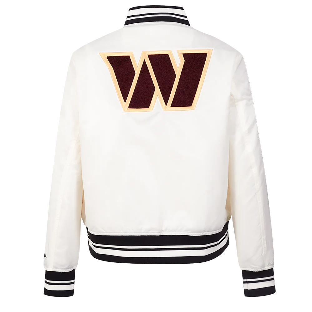 NFL WASHINGTON COMMANDERS RETRO CLASSIC WOMEN'S RIB SATIN JACKET (EGGSHELL/ BLACK) - Image 3