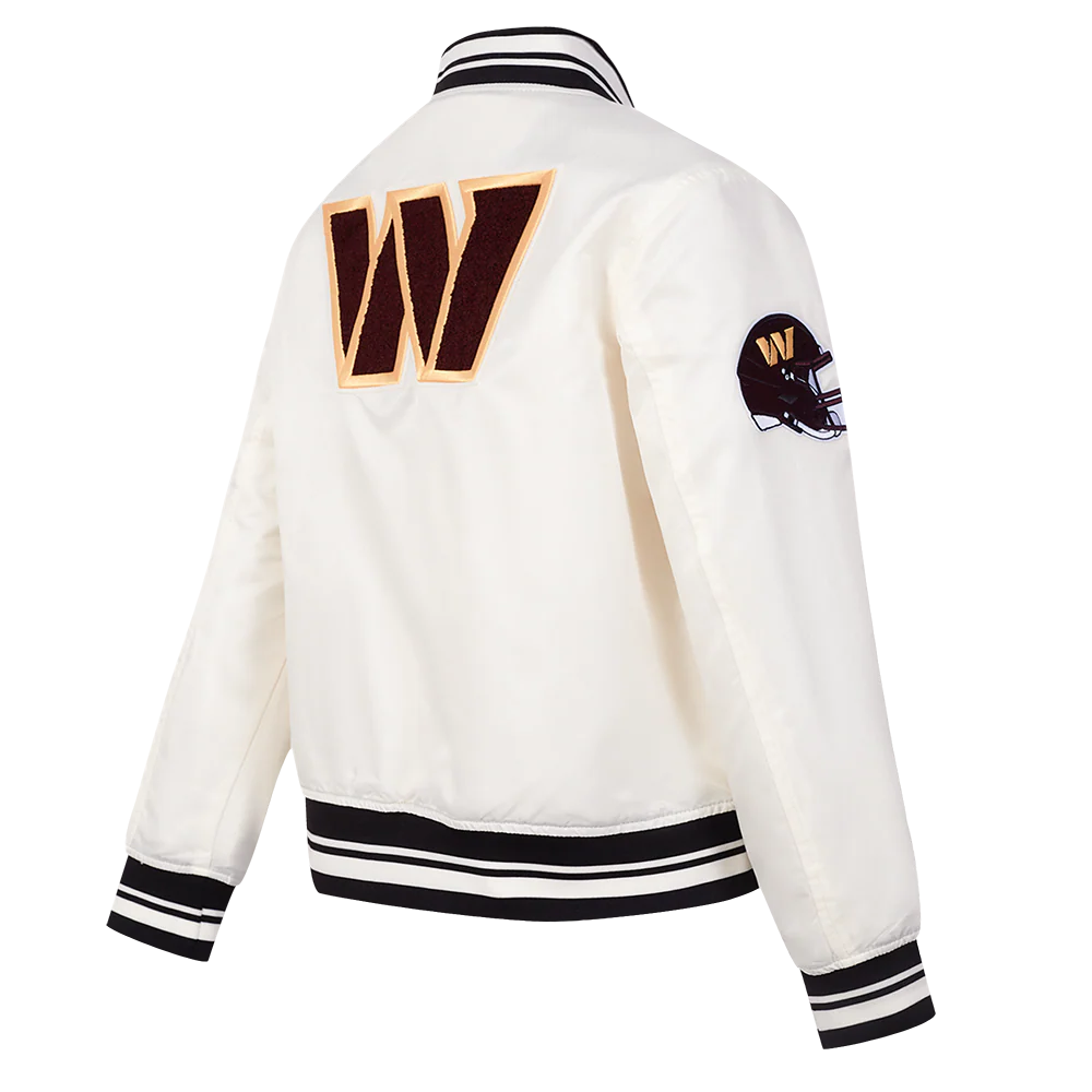 NFL WASHINGTON COMMANDERS RETRO CLASSIC WOMEN'S RIB SATIN JACKET (EGGSHELL/ BLACK) - Image 4