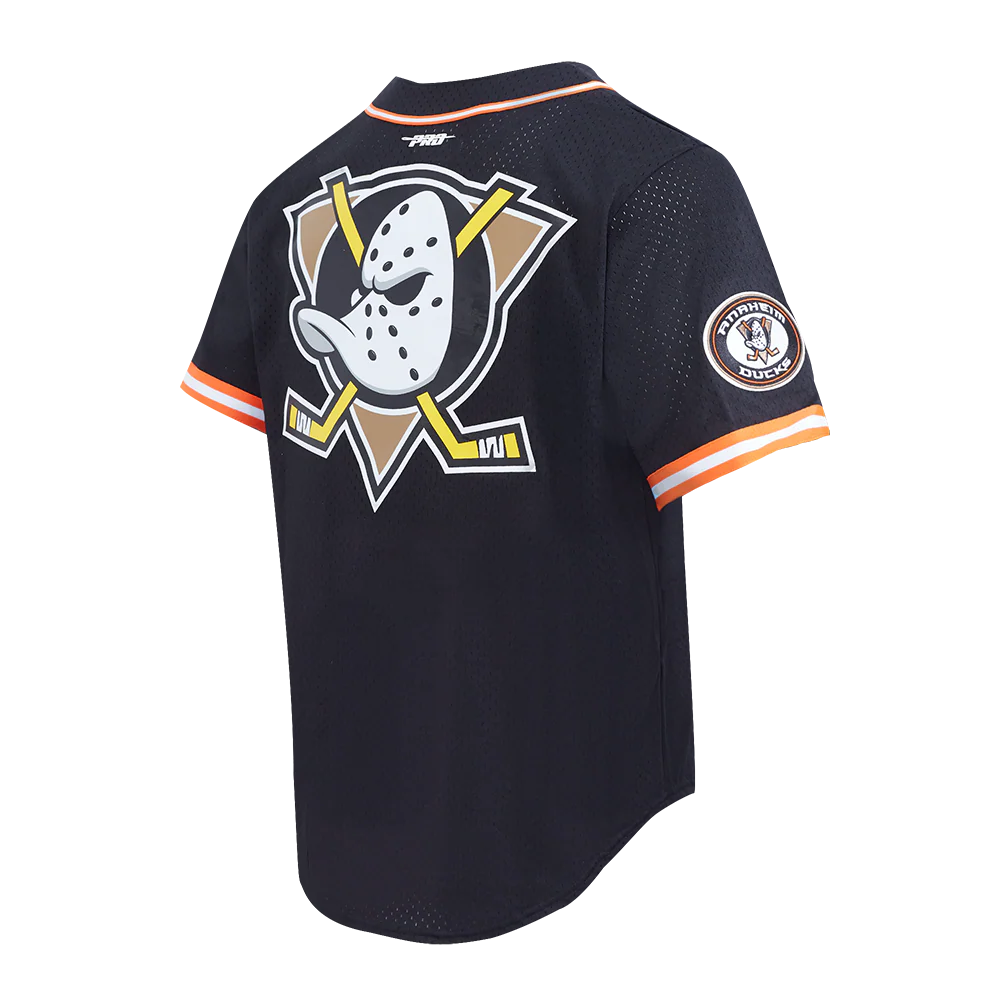 NHL ANAHEIM DUCKS CLASSIC MESH MEN'S BUTTON DOWN SHIRT (BLACK/ORANGE) - Image 4
