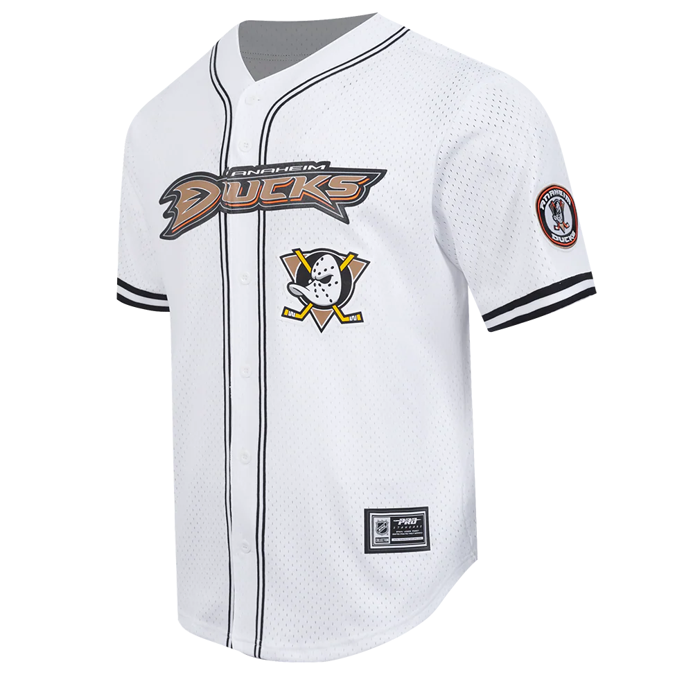 NHL ANAHEIM DUCKS CLASSIC MESH MEN'S BUTTON DOWN SHIRT (WHITE/BLACK/WHTE) - Image 2
