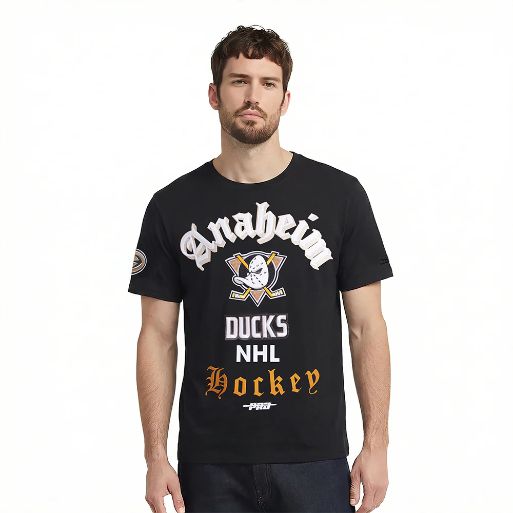 NHL ANAHEIM DUCKS OLD ENGLISH MEN'S TEE (BLACK)