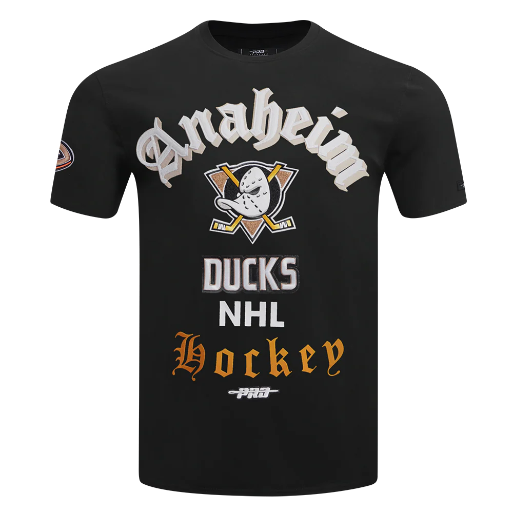 NHL ANAHEIM DUCKS OLD ENGLISH MEN'S TEE (BLACK) - Image 3