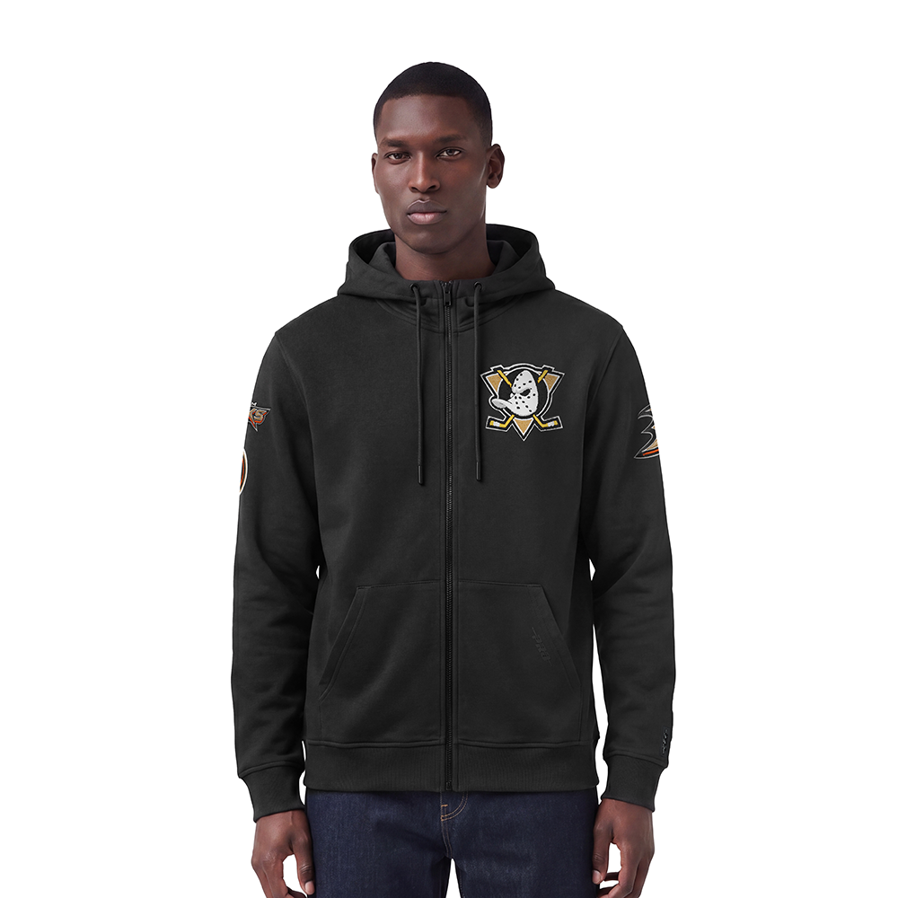 NHL ANAHEIM DUCKS CLASSIC MEN'S CHENILLE DK FZ PO HOODIE (BLACK)