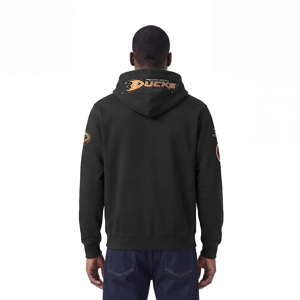 NHL ANAHEIM DUCKS CLASSIC MEN'S CHENILLE DK FZ PO HOODIE (BLACK) - Image 2