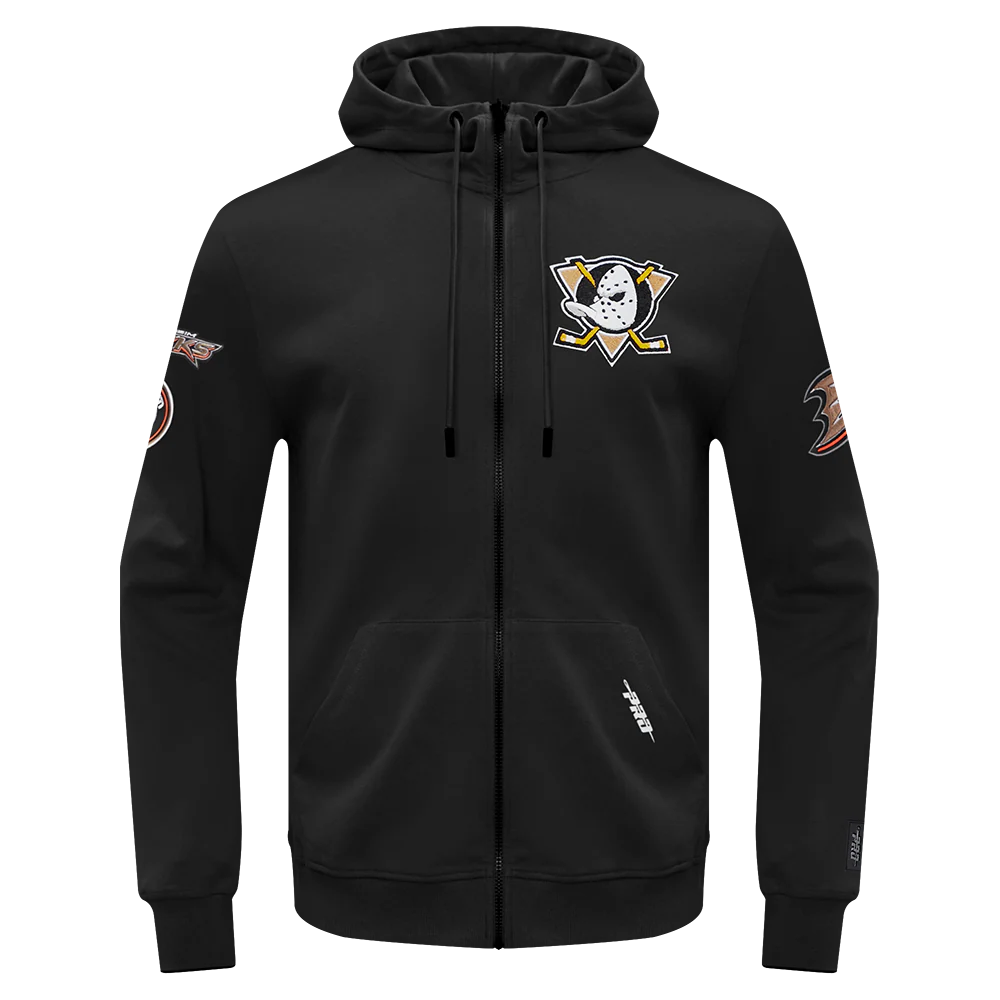 NHL ANAHEIM DUCKS CLASSIC MEN'S CHENILLE DK FZ PO HOODIE (BLACK) - Image 3