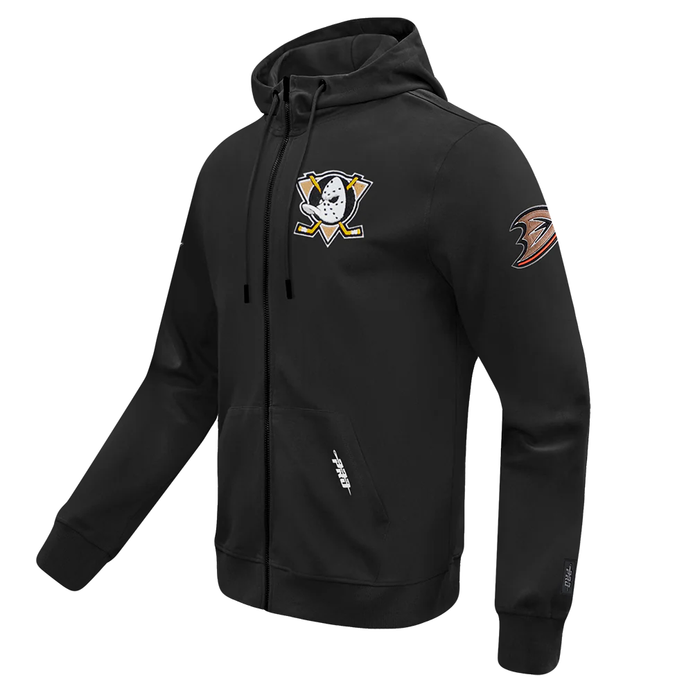 NHL ANAHEIM DUCKS CLASSIC MEN'S CHENILLE DK FZ PO HOODIE (BLACK) - Image 4