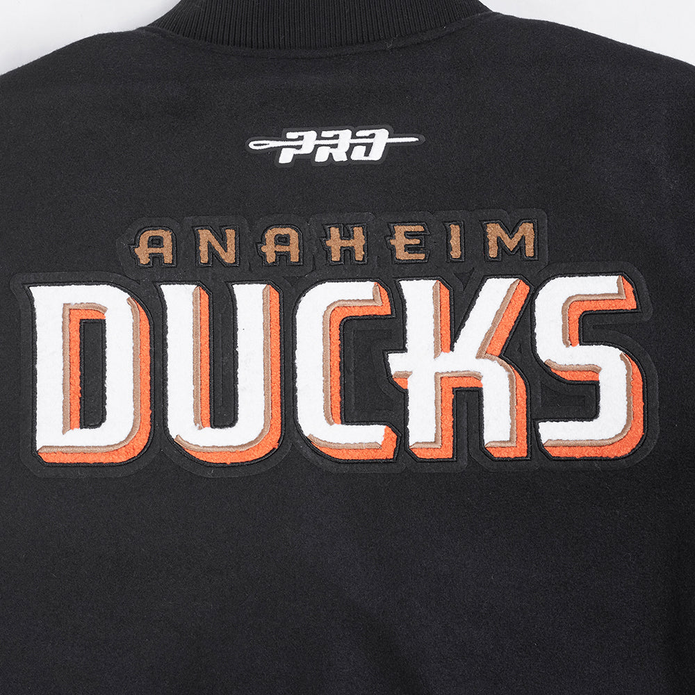 ANAHEIM DUCKS CLASSIC MEN'S WOOL VARSITY JACKET (BLACK/WHITE M60030) - Image 5