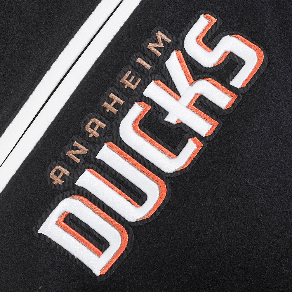 ANAHEIM DUCKS CLASSIC MEN'S WOOL VARSITY JACKET (BLACK/WHITE M60030) - Image 6