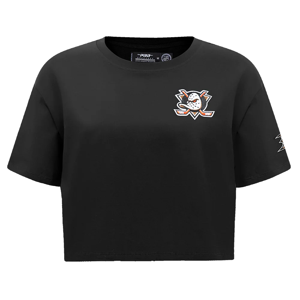 NHL ANAHEIM DUCKS CLASSIC WOMEN'S BOXY TEE (BLACK) - Image 3