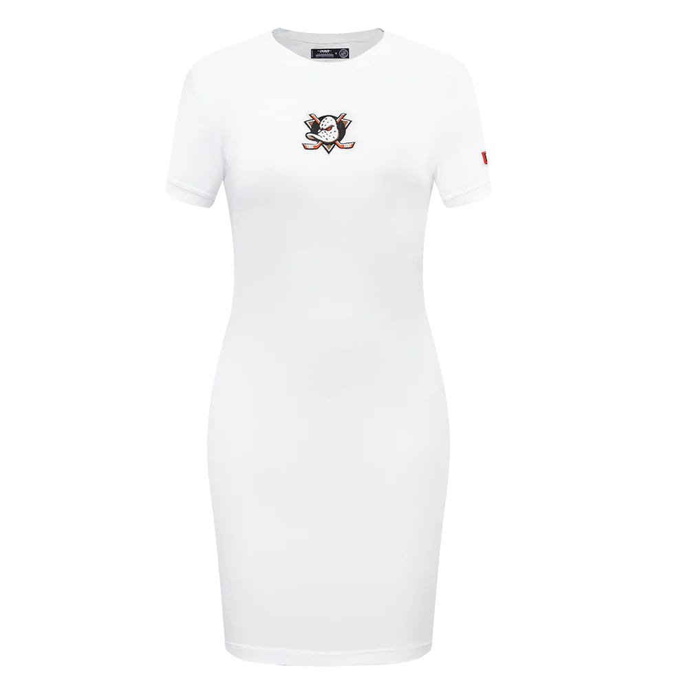 NHL ANAHEIM DUCKS CLASSIC WOMEN'S BODYCON DRESS (WHITE)