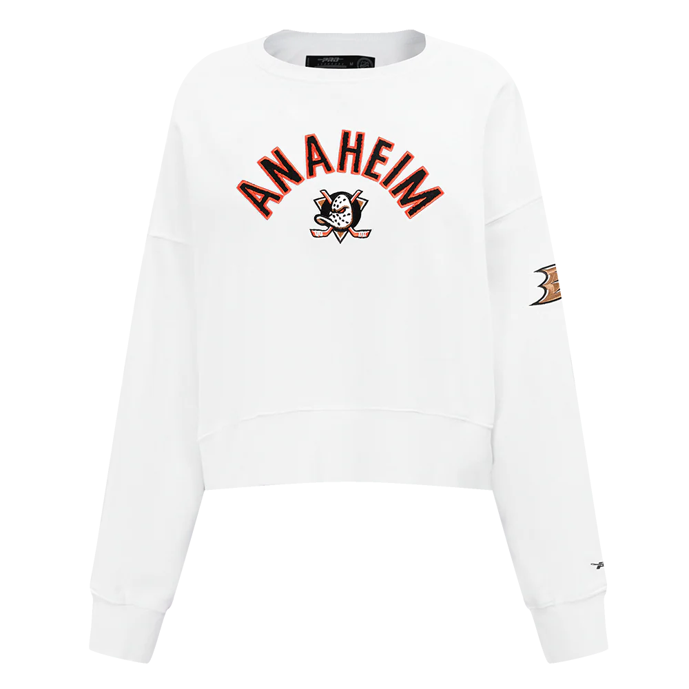 NHL ANAHEIM DUCKS CLASSIC WOMEN'S FLEECE CREWNECK (WHITE)