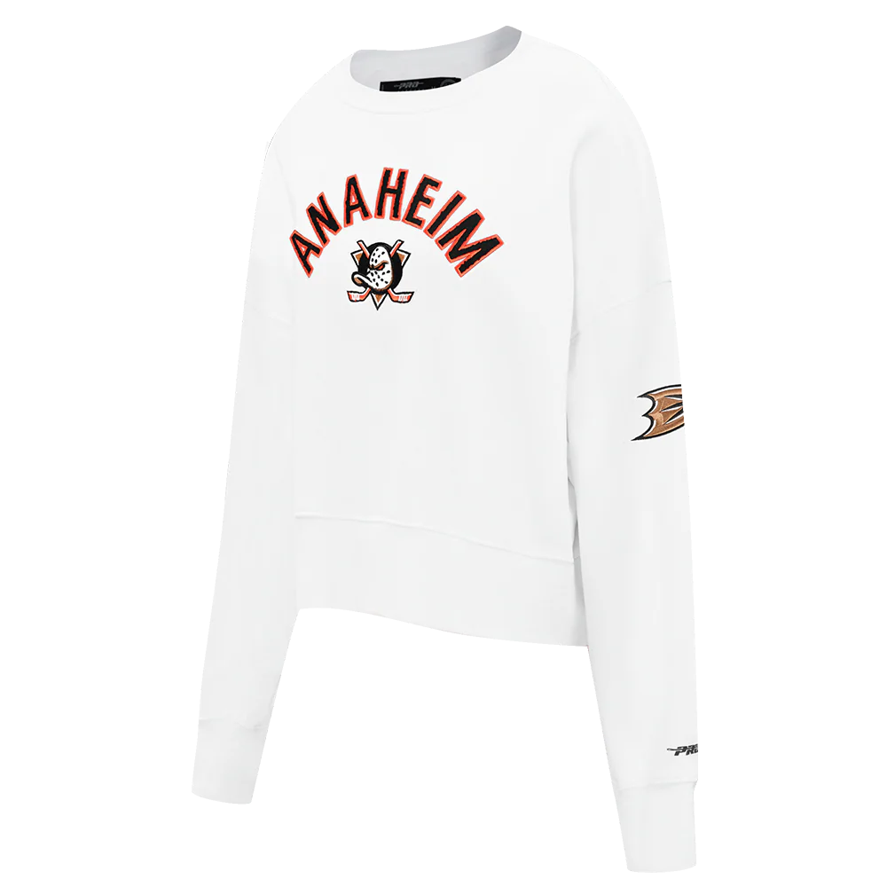 NHL ANAHEIM DUCKS CLASSIC WOMEN'S FLEECE CREWNECK (WHITE) - Image 2