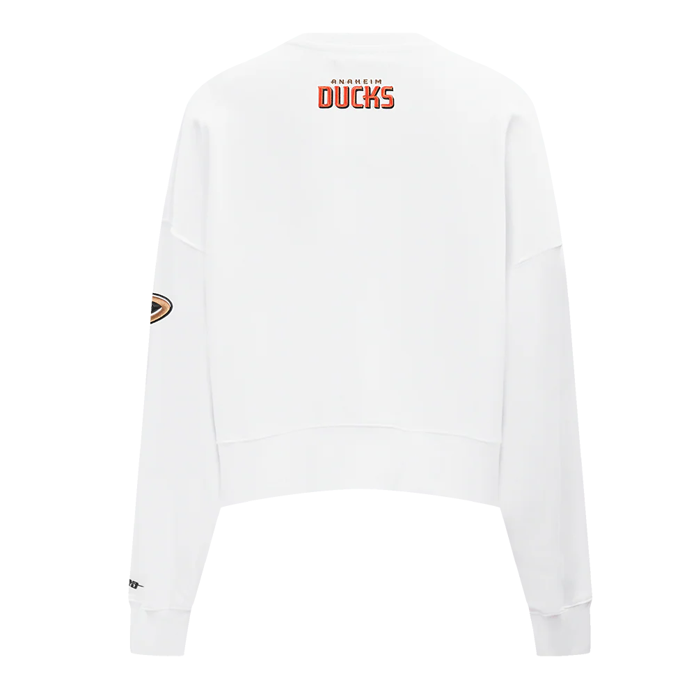 NHL ANAHEIM DUCKS CLASSIC WOMEN'S FLEECE CREWNECK (WHITE) - Image 3