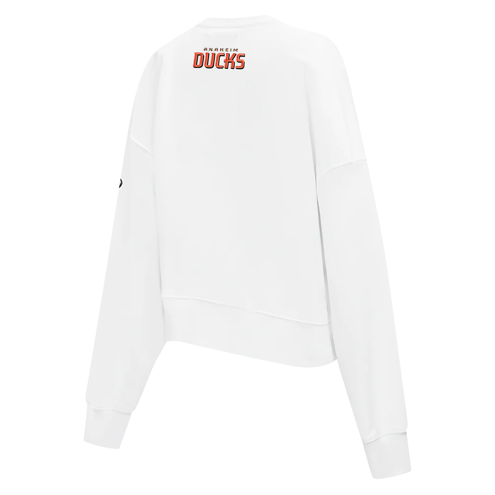 NHL ANAHEIM DUCKS CLASSIC WOMEN'S FLEECE CREWNECK (WHITE) - Image 4