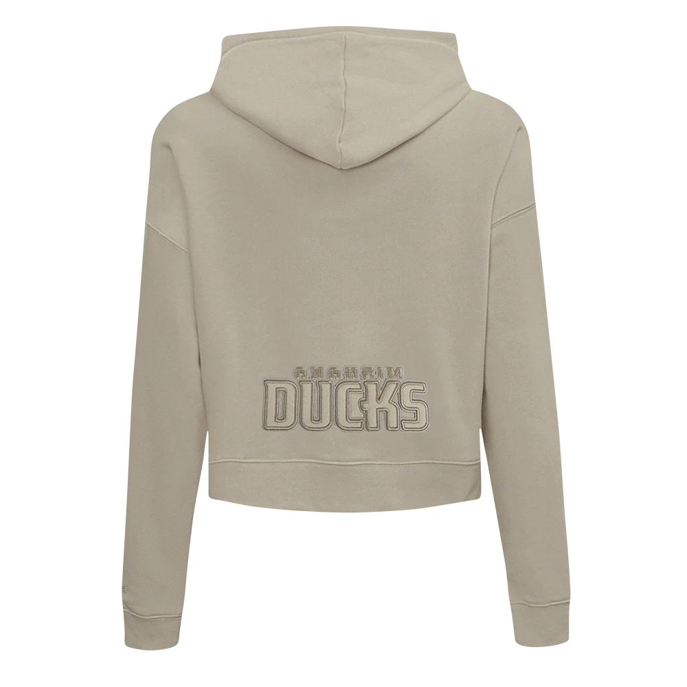 NHL ANAHEIM DUCKS NEURAL WOMEN'S CROPPED FLC PO HOODIE (TAUPE) - Image 3
