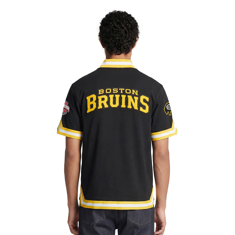 NHL BOSTON BRUINS CLASSIC CHENILLE MEN'S DK WARM UP JACKET (BLACK/YELLOW) - Image 2