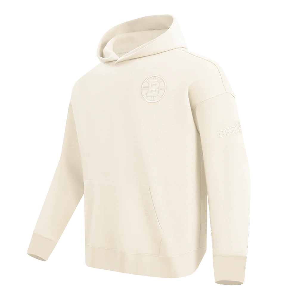 NHL BOSTON BRUINS NEUTRAL MEN'S DROP SHOULDER PULLOVER HOODIE (EGGSHELL) - Image 2