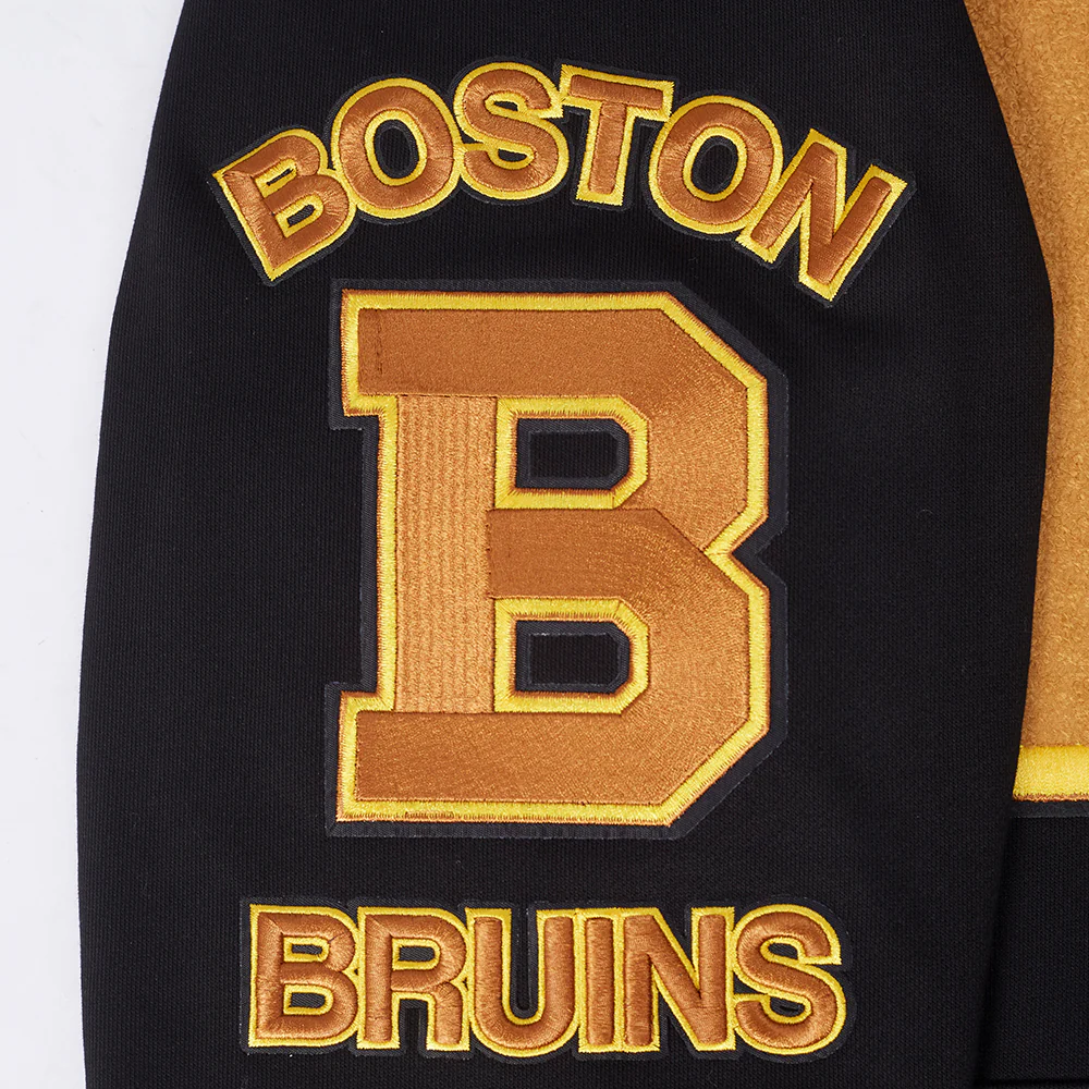 NHL BOSTON BRUINS RETRO CLASSICS MEN'S RIB FLC PO HOODIE (BLACK/YELLOW) - Image 7