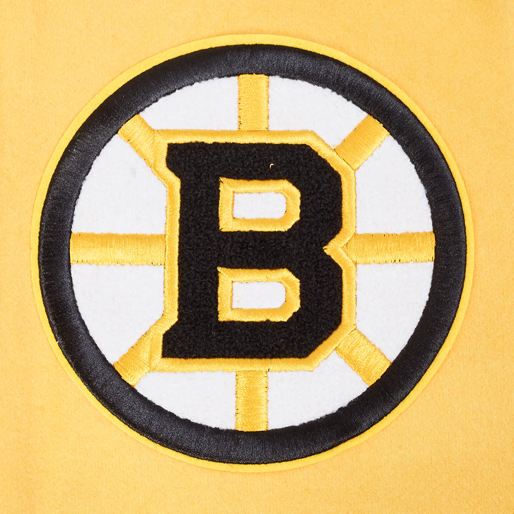 NHL BOSTON BRUINS CLASSIC CHENILLE MEN'S WOOL VARSITY JACKET (YELLOW/BLACK) - Image 5