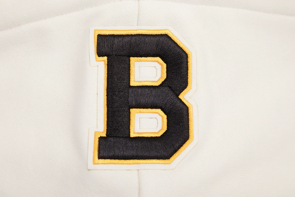 NHL BOSTON BRUINS RETRO CLASSIC WOMEN'S RIB CROPPED PULLOVER HOODIE (EGGSHELL/ BLACK) - Image 7