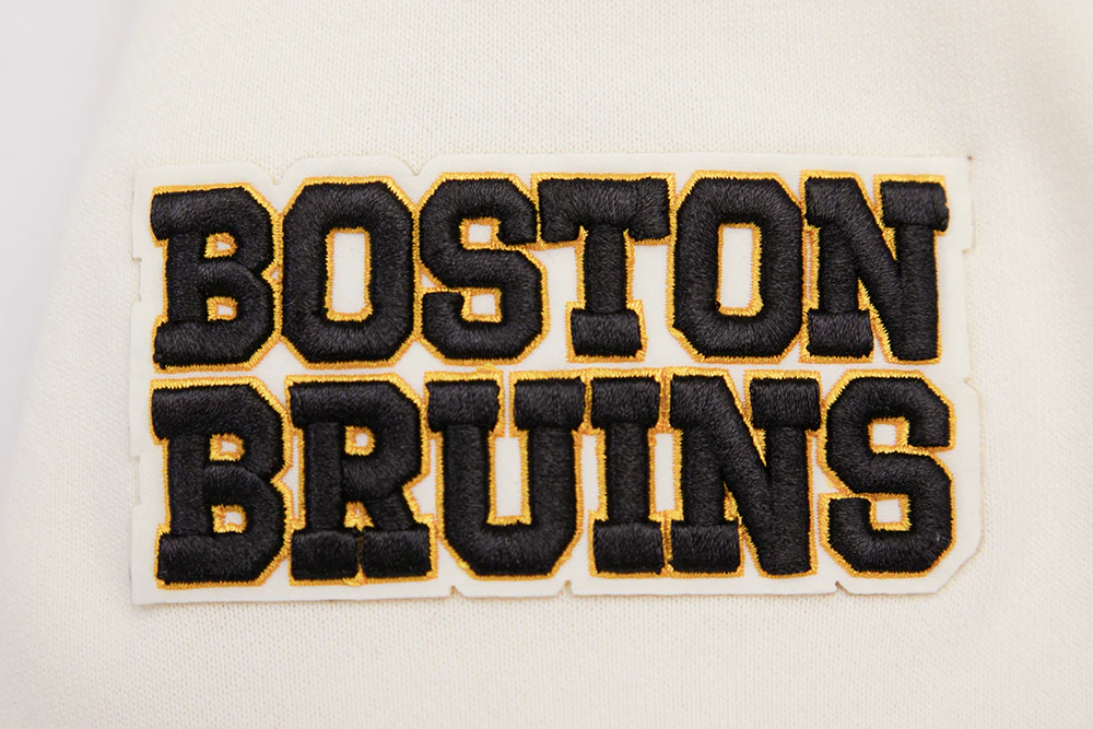 NHL BOSTON BRUINS RETRO CLASSIC WOMEN'S RIB CROPPED PULLOVER HOODIE (EGGSHELL/ BLACK) - Image 8