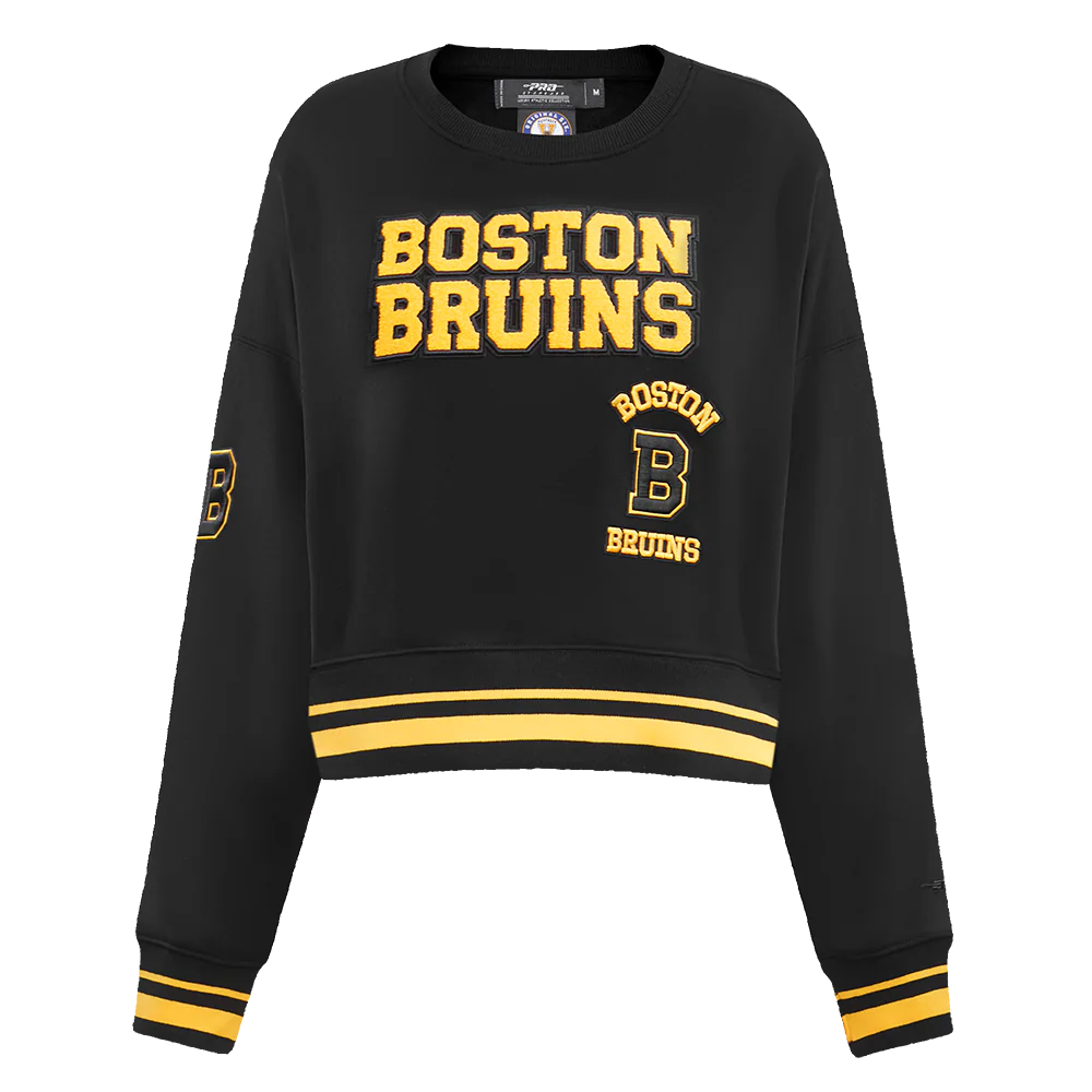 NHL BOSTON BRUINS RETRO CLASSIC WOMEN'S RIB CREWNECK (BLACK/YELLOW)