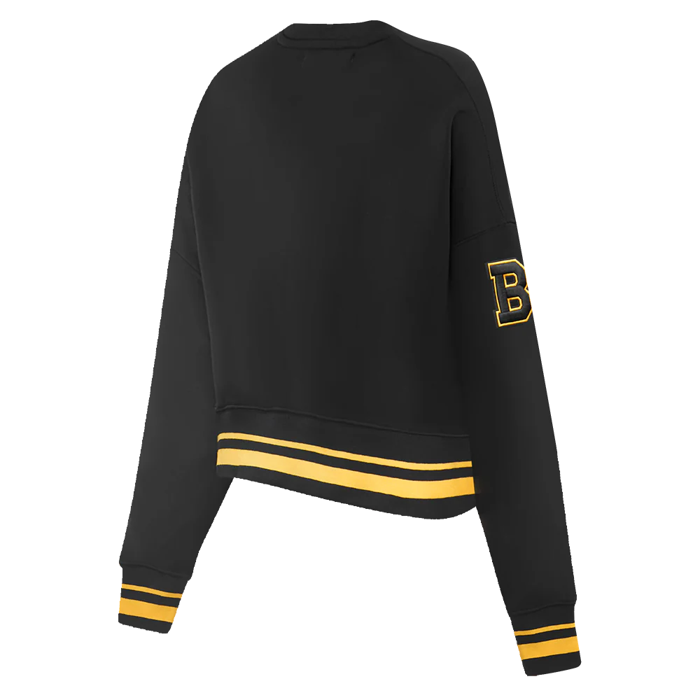 NHL BOSTON BRUINS RETRO CLASSIC WOMEN'S RIB CREWNECK (BLACK/YELLOW) - Image 3