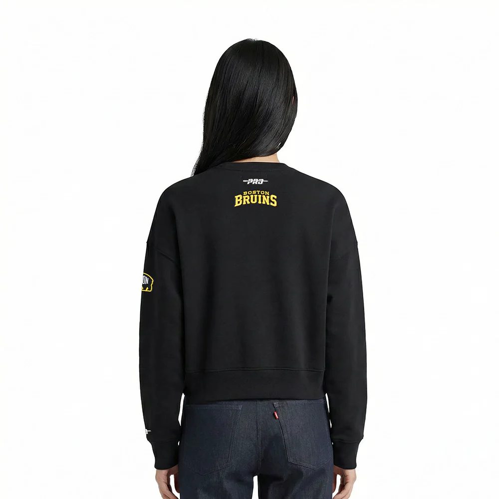 NHL BOSTON BRUINS CLASSIC CHENILLE WOMEN'S FLC CREWNECK ( BLACK) - Image 2