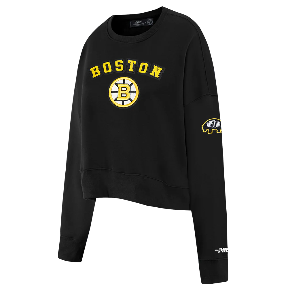 NHL BOSTON BRUINS CLASSIC CHENILLE WOMEN'S FLC CREWNECK ( BLACK) - Image 3