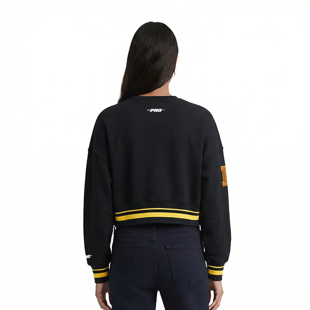 NHL BOSTON BRUINS RETRO CLASSICS WOMEN'S CREWNECK SWEATSHIRT (BLACK/YELLOW) - Image 2