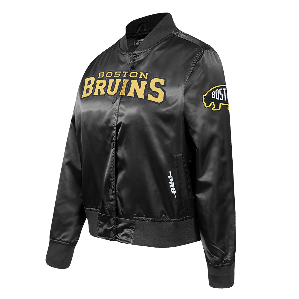 NHL BOSTON BRUINS CLASSIC CHENILLE WOMEN'S SATIN JACKET ( BLACK) - Image 3