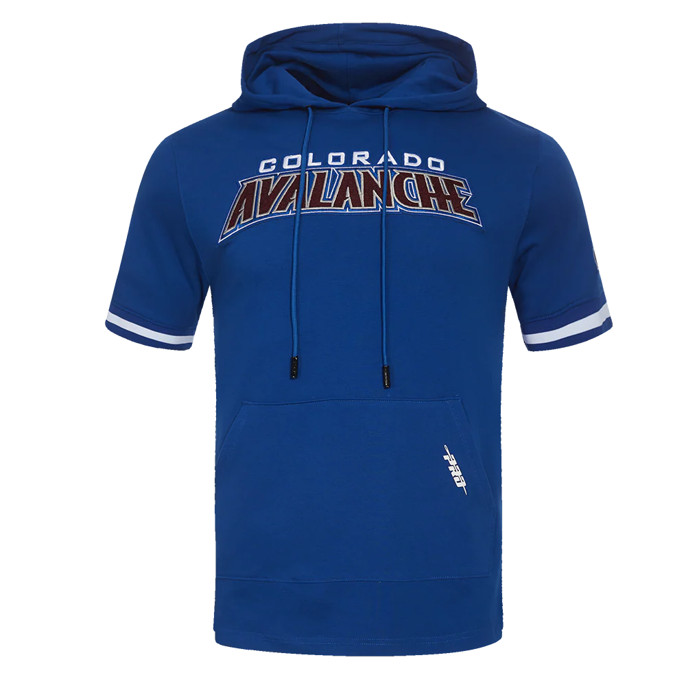 NHL COLORADO AVALANCHE CLASSIC CHENILLE MEN'S SHORT SLEEVE PULLOVER HOODIE (DODGER BLUE)