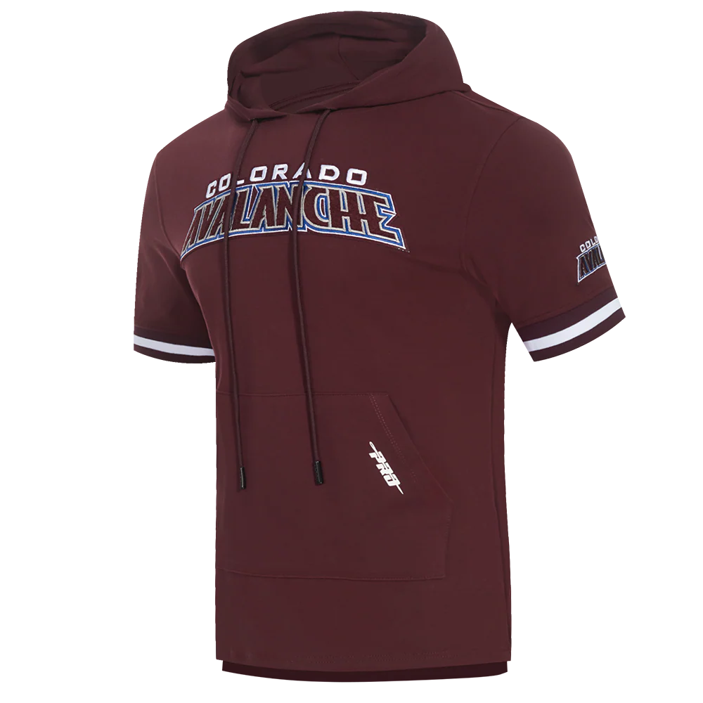 NHL COLORADO AVALANCHE CLASSIC CHENILLE MEN'S SHORT SLEEVE PULLOVER HOODIE (WINE) - Image 2