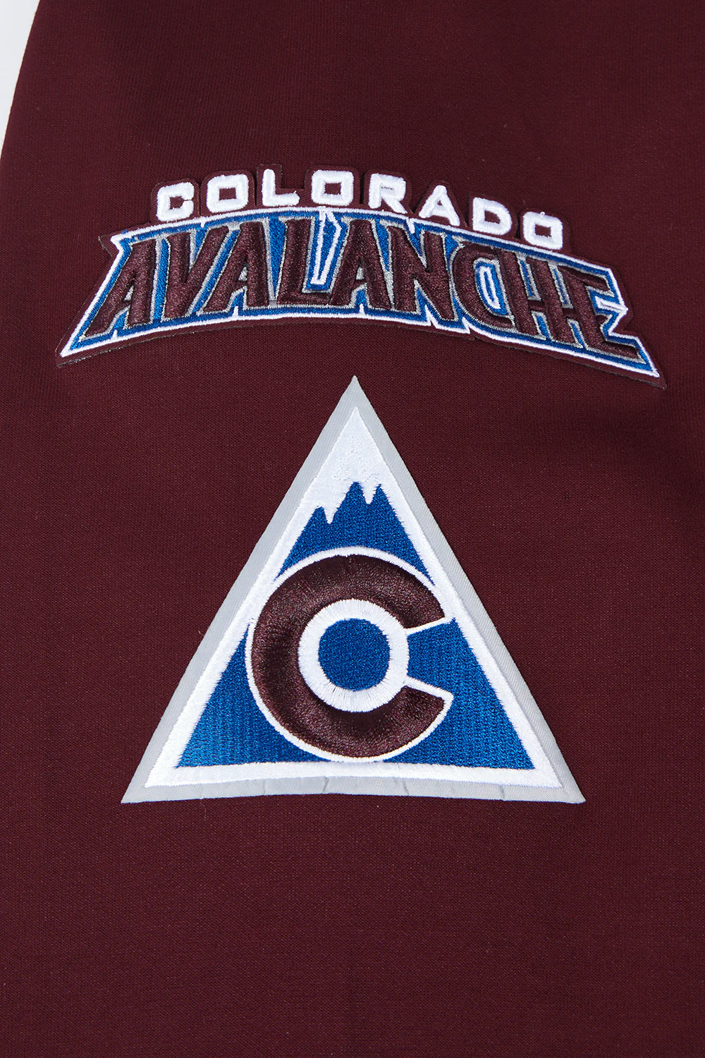 NHL COLORADO AVALANCHE CLASSIC CHENILLE MEN'S DOUBLE KNIT PULLOVER HOODIE (WINE) - Image 6