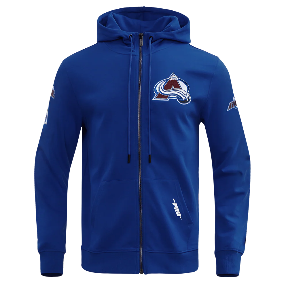 NHL COLORADO AVALANCHE CLASSIC CHENILLE MEN'S DK FULL ZIP PULLOVER HOODIE (DODGER BLUE) - Image 3