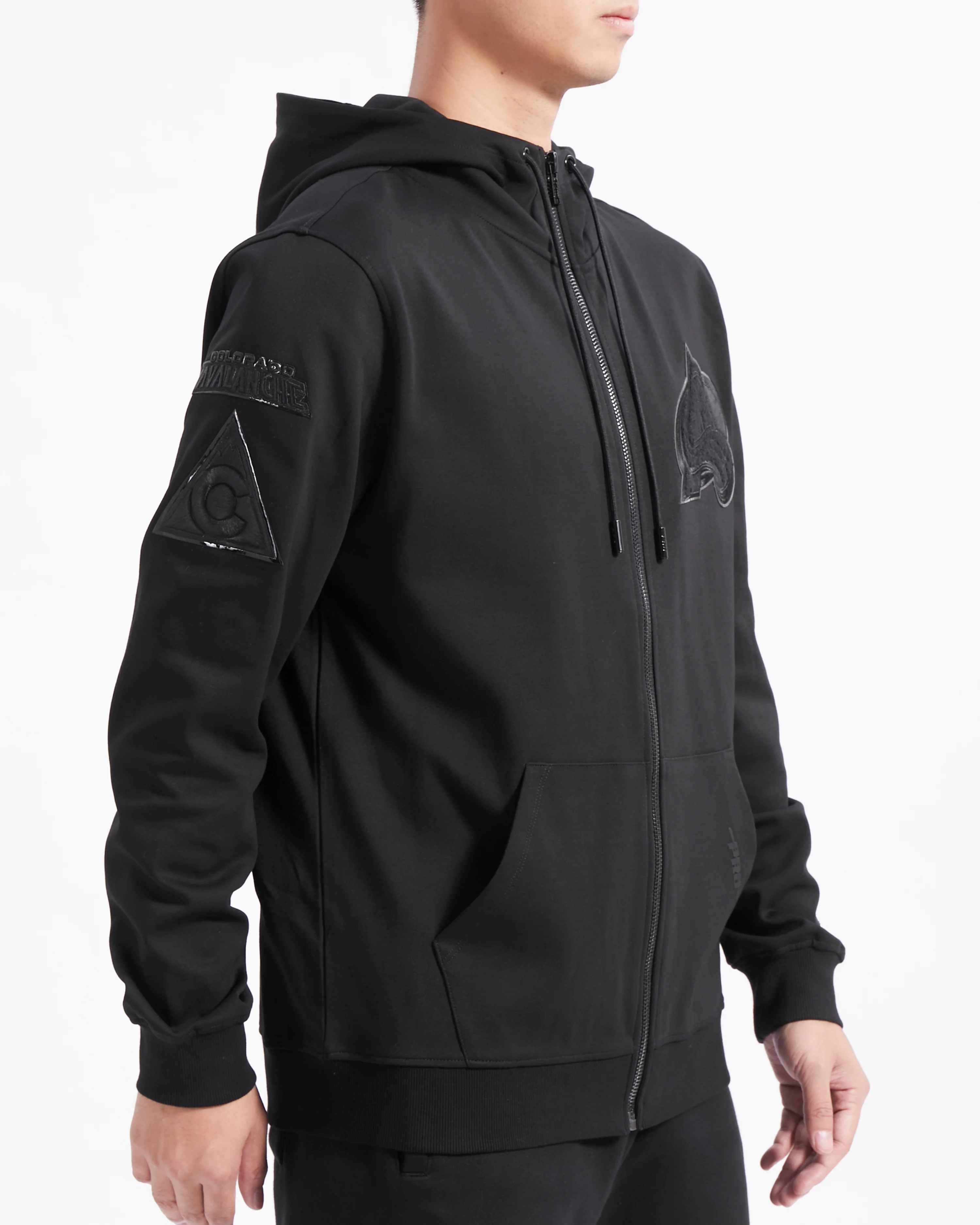 NHL COLORADO AVALANCHE CLASSIC 3BK MEN'S DK FZ PO HOODIE (TRIPLE BLACK) - Image 4