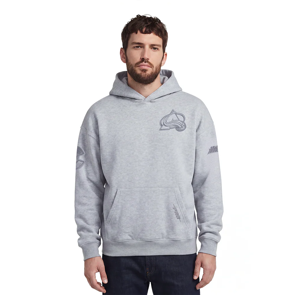 NHL COLORADO AVALANCHE NEUTRAL MEN'S DROP SHOULDER PULLOVER HOODIE (DARK HEATHER GRAY)