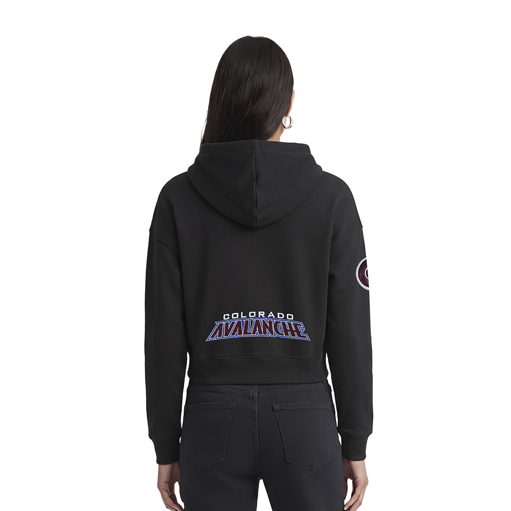 NHL COLORADO AVALANCHE CLASSIC WOMEN'S FLC CROPPED PO HOODIE (BLACK) - Image 2