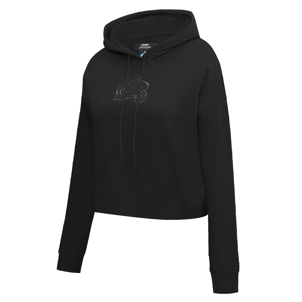NHL COLORADO AVALANCHE NEUTRAL WOMEN'S CROPPED PULLOVER HOODIE (BLACK) - Image 4