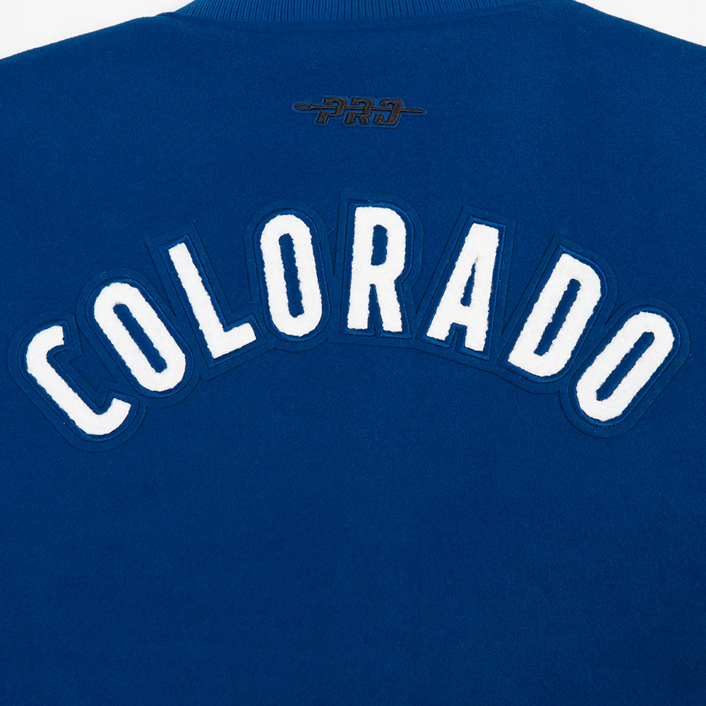 NHL COLORADO AVALANCHE CLASSIC WOMEN'S WOOL VARSITY JACKCET (DODGER BLUE/WHITE) - Image 8