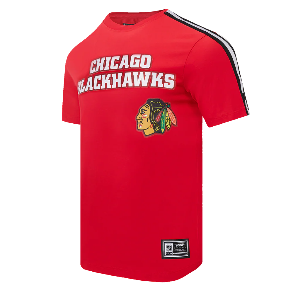 NHL CHICAGO BLACKHAWKS CLASSIC MESH MEN'S SJ STRIPED TEE\ (RED/BLACK) - Image 4