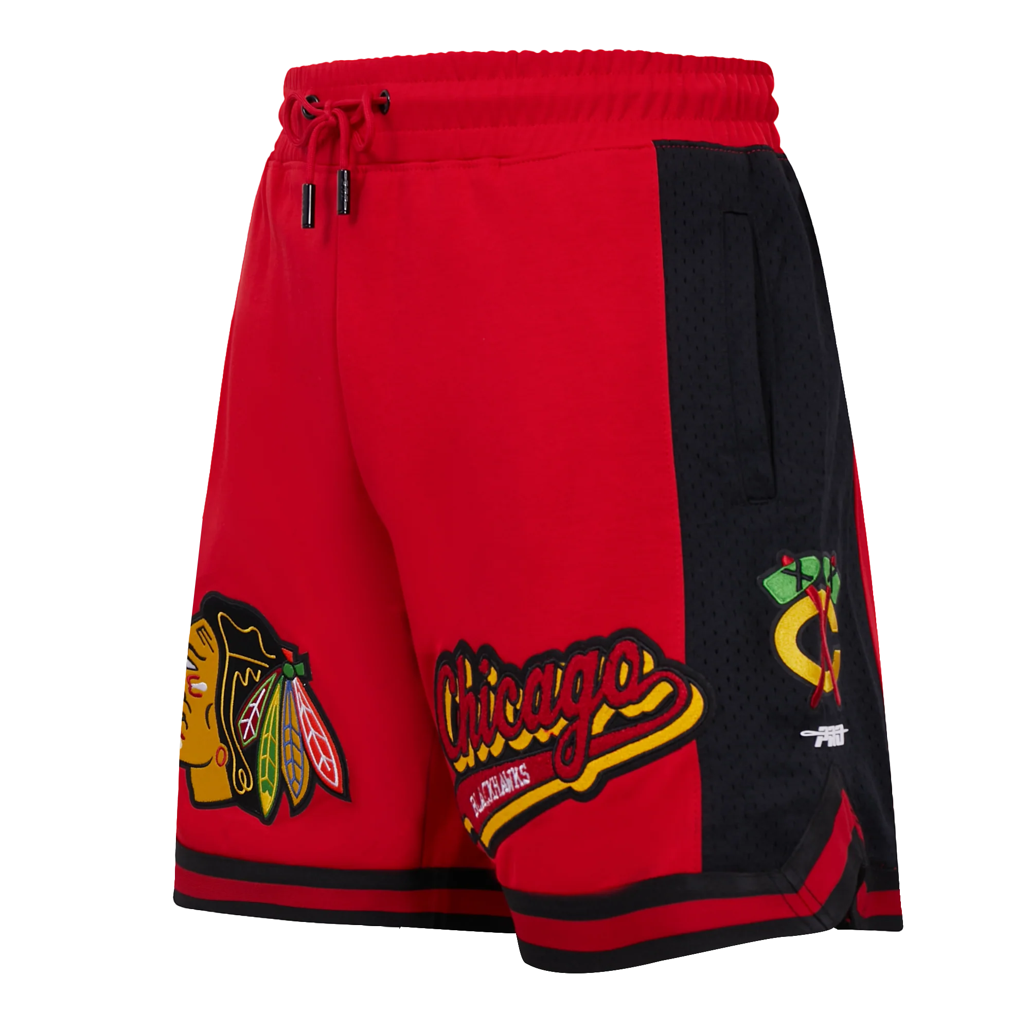 NHL CHICAGO BLACKHAWKS SCRIPT TAIL MEN'S DOUBLE KNIT 2.0 SHORT (RED/BLACK)