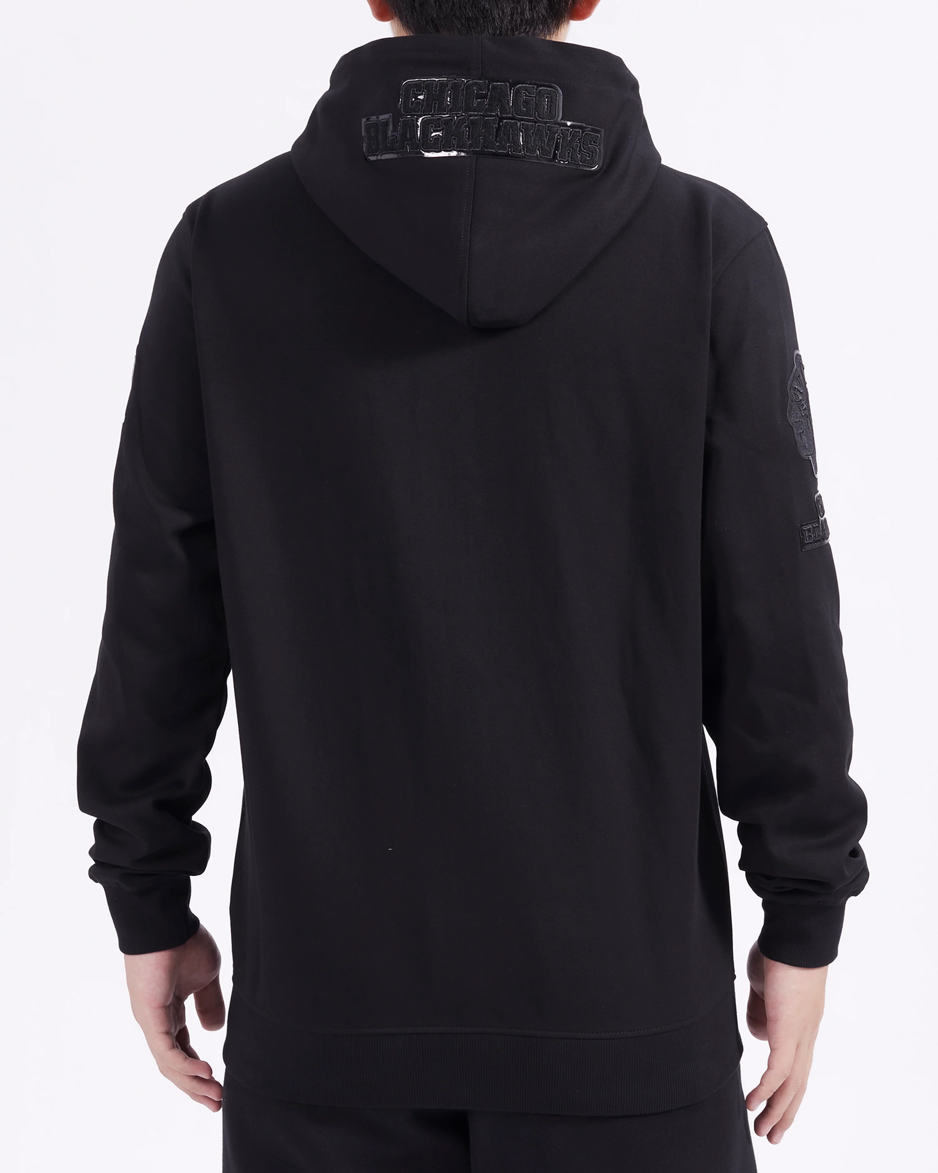 CHICAGO BLACKHAWKS CLASSIC 3BK MEN'S DK FZ PO HOODIE (TRIPLE BLACK) - Image 3