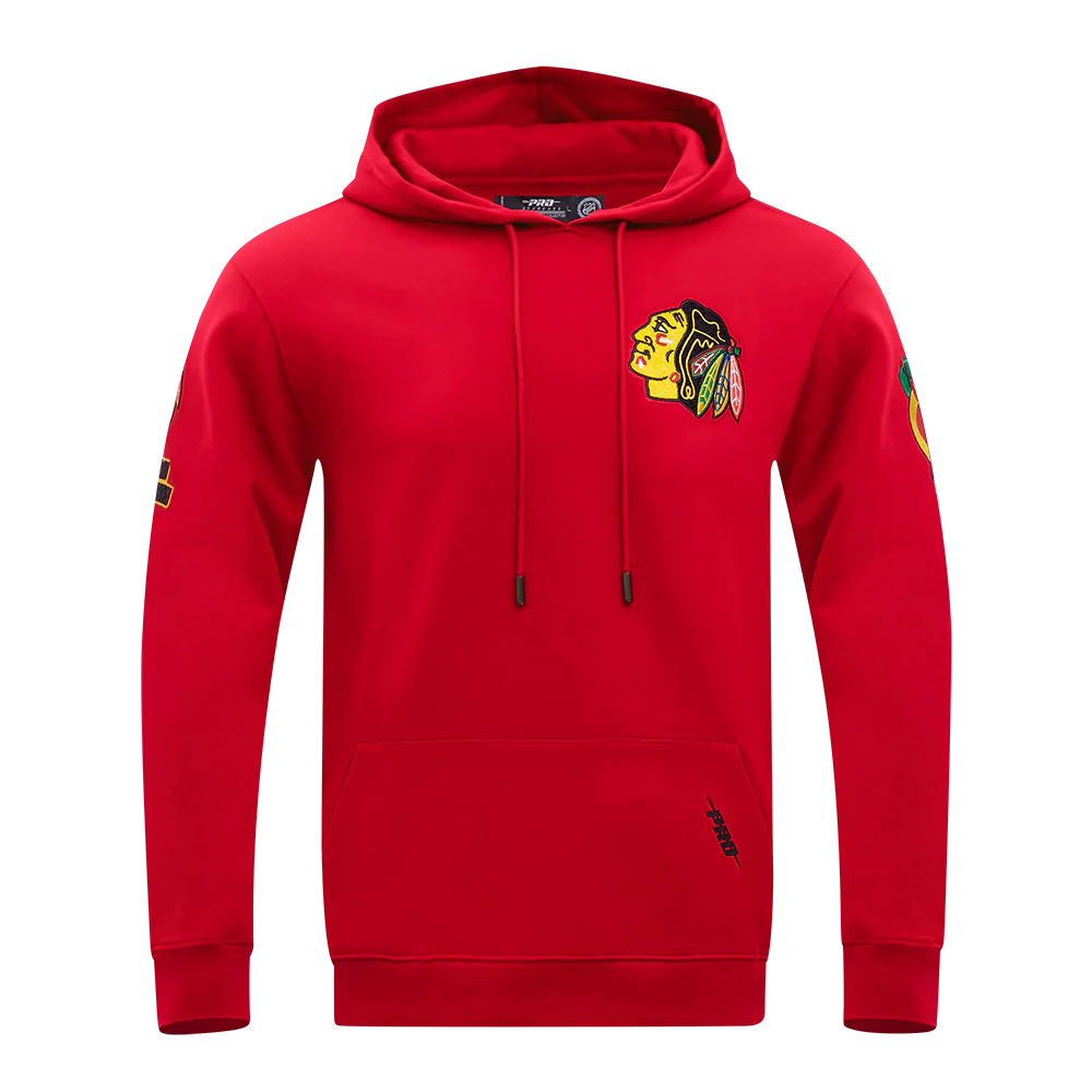 NHL CHICAGO BLACKHAWKS CLASSIC CHENILLE MEN'S DK PO HOODIE (RED)