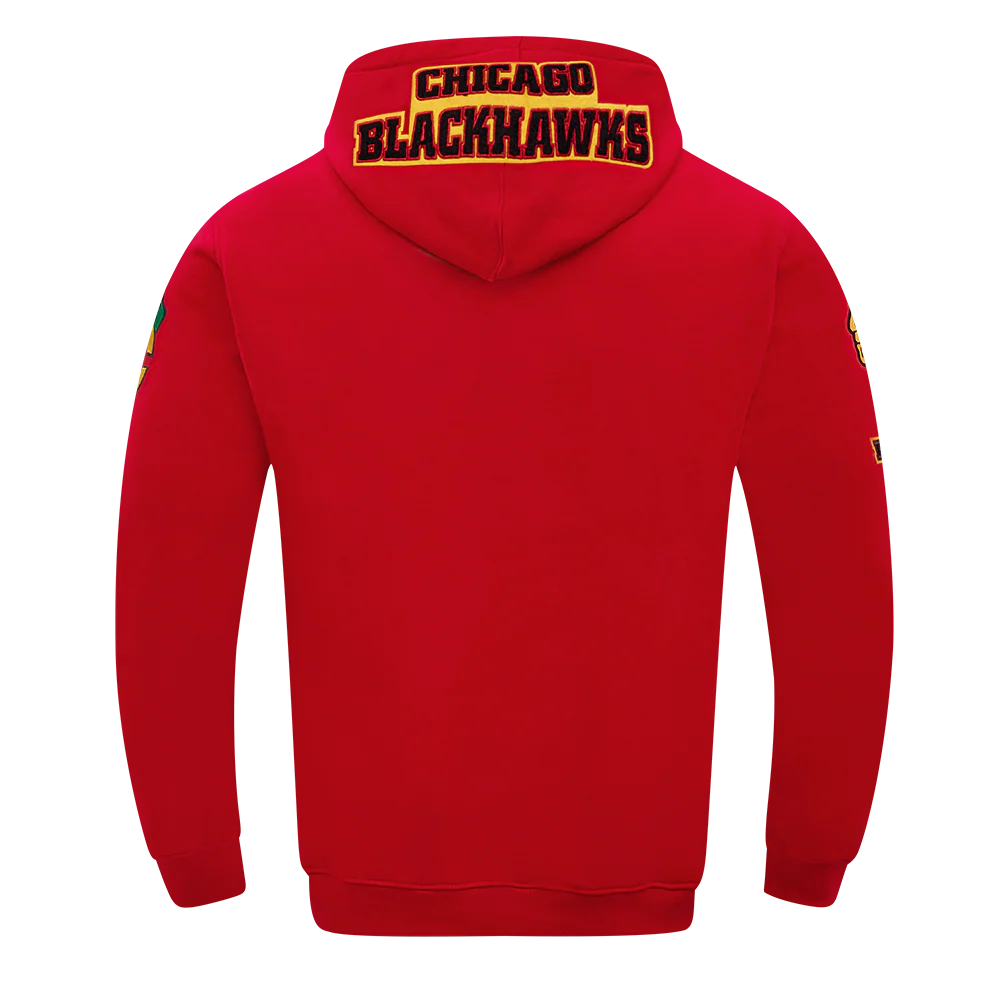 NHL CHICAGO BLACKHAWKS CLASSIC CHENILLE MEN'S DK PO HOODIE (RED) - Image 3