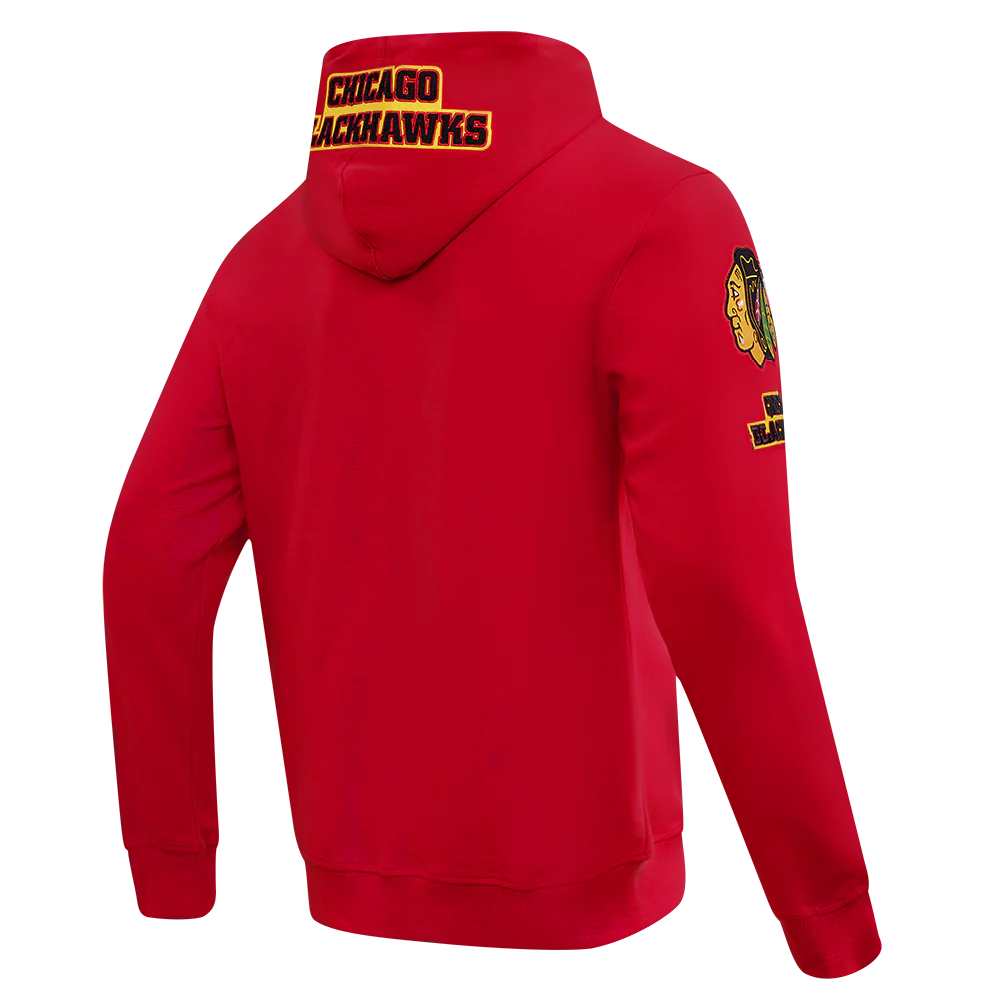 NHL CHICAGO BLACKHAWKS CLASSIC CHENILLE MEN'S DK PO HOODIE (RED) - Image 4