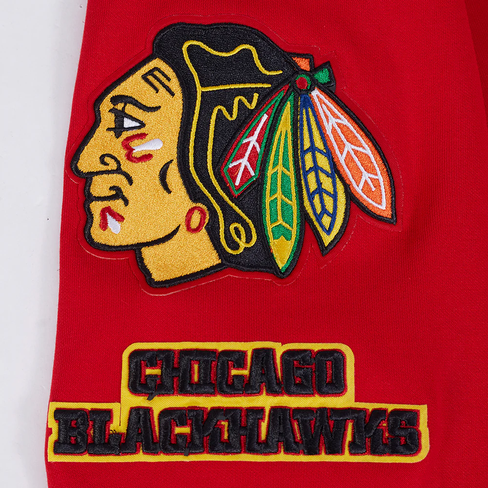 NHL CHICAGO BLACKHAWKS CLASSIC CHENILLE MEN'S DK PO HOODIE (RED) - Image 5